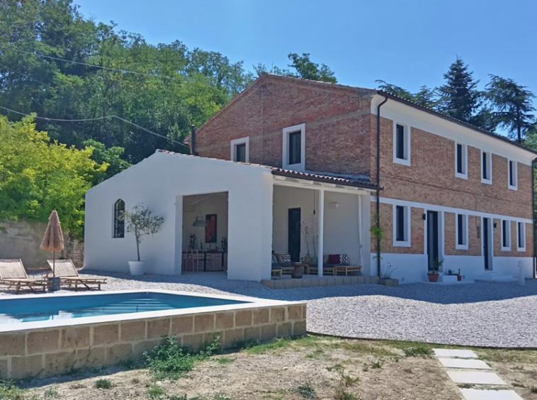 Farmhouse Mombaroccio Pesaro Marche Italy Pool Panorama