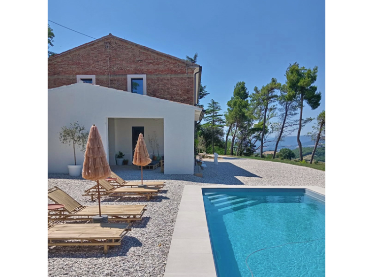 Farmhouse Mombaroccio Pesaro Marche Italy Pool Panorama