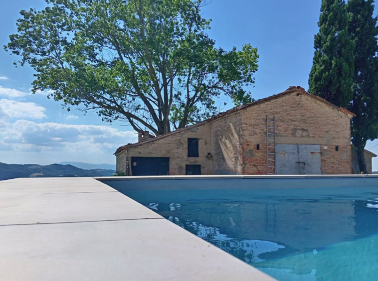 Farmhouse Mombaroccio Pesaro Marche Italy Pool Panorama