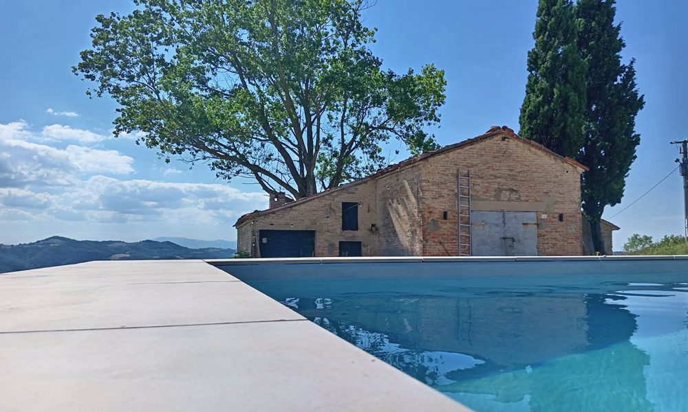 Farmhouse Mombaroccio Pesaro Marche Italy Pool Panorama