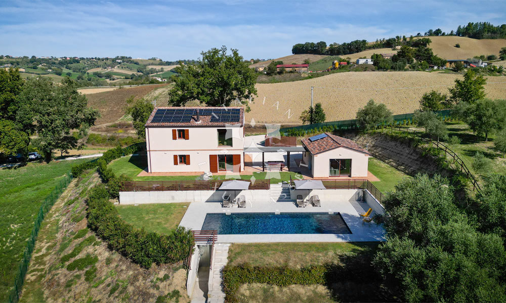 Country House Mogliano Marche Pool Panorama